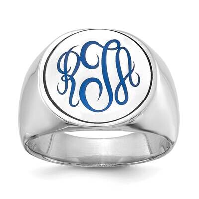 Round Signet Ring with Engravable Top 14k White Gold XNR86W, MPN: XNR86W, 196904015254