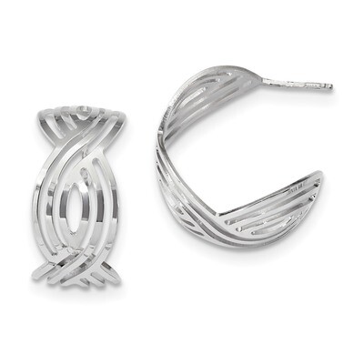Post Hoop Earrings Sterling Silver Rhodium-plated Polished QE13042, MPN: QE13042, 883957871028