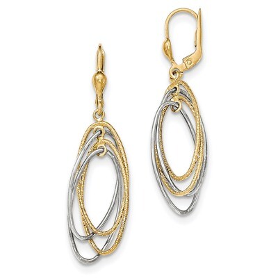Textured and Polished Dangle Leverback Earrings 14k Two-Tone Gold TH872, MPN: TH872, 868044133616