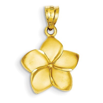 Plumeria Floral Charm Pendant 14k Gold D331, MPN: D331, 883957864884