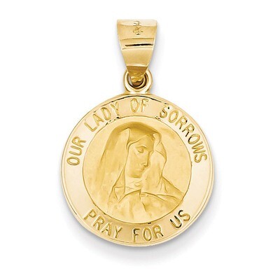 Our Lady of Sorrows Medal Pendant 14k Gold Polished and Satin XR1257, MPN: XR1257, 883957475189