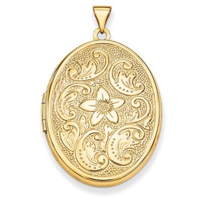 32mm Oval Flower With Scrolls Locket 14k Yellow Gold XL619, MPN: XL619, 191101191671