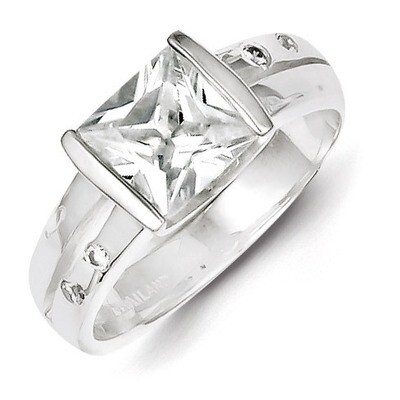 Square Diamond Ring Sterling Silver QR4242, MPN: QR4242, 883957491370