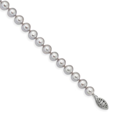7-8mm Grey Cultured Freshwater Pearl Bracelet 7.25 Inch Sterling Silver Rhodium QH5162-7.25, MPN: Q…