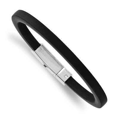 Black Rubber 8.5 Inch Bracelet Stainless Steel SRB991-8.5 by Chisel, MPN: SRB991-8.5, 883957584249