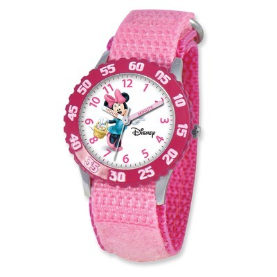 Disney Kids Minnie Mouse Pink Velcro Band Time Teacher Watch XWA3583, MPN: XWA3583, 843231059450