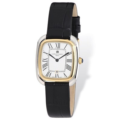 Charles Hubert IP 2-tone Square Brown Leather Band Watch Ladies XWA4847, MPN: XWA4847, 848870007107