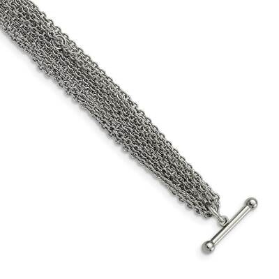 Multiple Row of Chain 7.5 Inch Toggle Bracelet Stainless Steel SRB791-7.5 by Chisel, MPN: SRB791-7.…