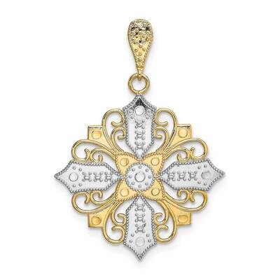 Cut-Out Cross Medallion Charm 14k Gold Rhodium K9335, MPN: K9335, 63721811034