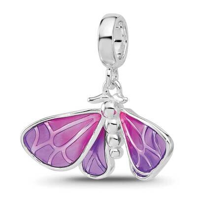 Enameled Butterfly Dangle Bead Sterling Silver Rhodium-plated QRS4459, MPN: QRS4459,