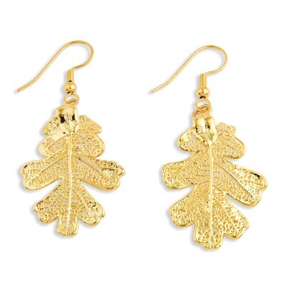 Oak Leaf Dangle Earrings 24k Gold Dipped BF1372, MPN: BF1372, 810391012021