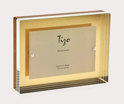 Tizo Acrylic Lucite Photo Picture Frame Gold Block 4 x 6 Inch HA133GD46, MPN: HA133GD46,
