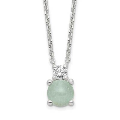 Light Blue Quartzite &amp; CZ Diamond Necklace 18 Inch Sterling Silver QG6182-18, MPN: QG6182-18, 19690…