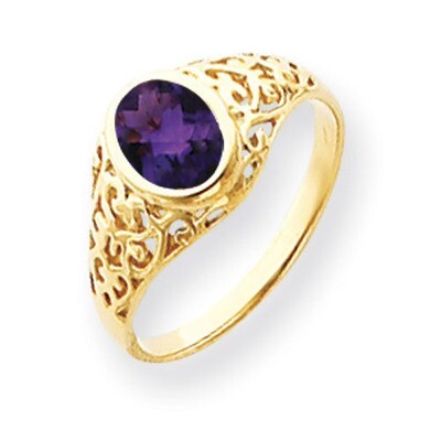 Amethyst Checker Ring 14k Gold 7x5mm Oval Y4673AC, MPN: Y4673AC, 883957583440