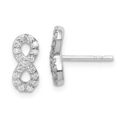 Infinity Post Earrings Sterling Silver Rhodium Plated CZ Diamond QE14994, MPN: QE14994, 886774116396