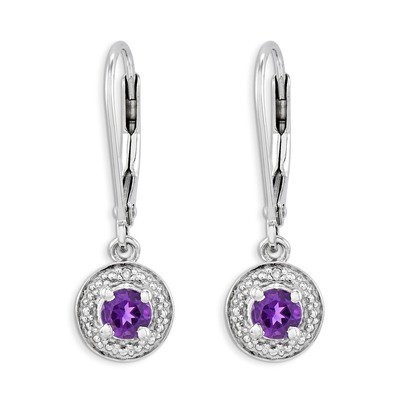 February Amethyst Earrings Sterling Silver Diamond QBE11FEB, MPN: QBE11FEB, 886774187488