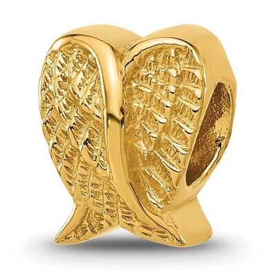 Gold-plated Angel Wings Bead Sterling Silver QRS2379GP, MPN: QRS2379GP,