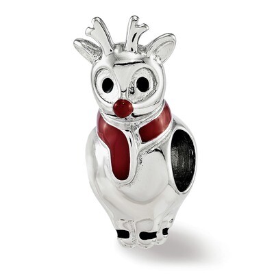 Enameled Rudolph Bead Sterling Silver QRS3852, MPN: QRS3852,