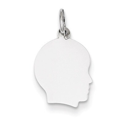 Plain Small Facing Right Engravable Boy Charm 14k White Gold XWM47/09, MPN: XWM47/09, 883957500133