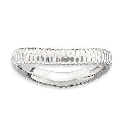 Sterling Silver Polished Rhodium-plate Wave Ring QSK706-6