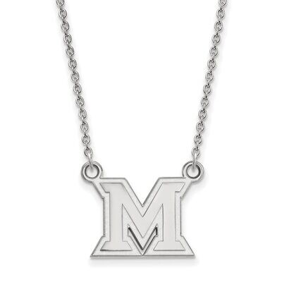 Miami University Small Pendant with Chain Necklace 14k White Gold 4W011MU-18, MPN: 4W011MU-18, 8867…