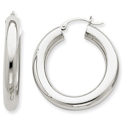 Polished 5mm Lightweight Hoop Earrings 14k White Gold T869L, MPN: T869L, 883957287218