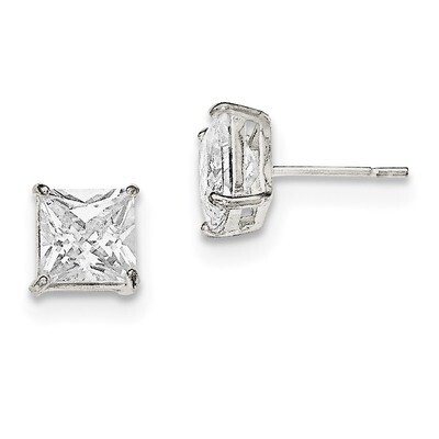 CZ Diamond Post Earrings Sterling Silver Polished QE12175, MPN: QE12175, 883957779607