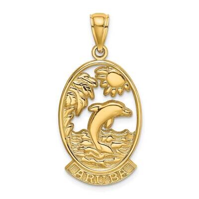 Aruba with Dolphin Sunset In Frame Charm 14k Gold K8189, MPN: K8189, 637218088898