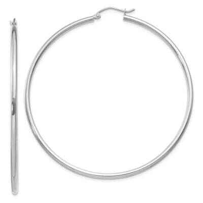 Polished 2mm Lightweight Tube Hoop Earrings 10k White Gold 10T835L, MPN: 10T835L, 191101566370