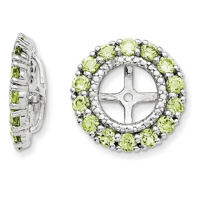 Diamond &amp; Peridot Earring Jacket Sterling Silver Rhodium QJ146AUG, MPN: QJ146AUG, 886774194608