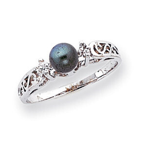 6mm Black Fresh Water Cultured Pearl Diamond Ring 14k white Gold X9626BP/A, MPN: X9626BP/A, 8839570…