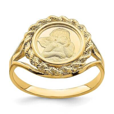 Angel Coin with Rope Frame Ring 14k Gold R850, MPN: R850, 196904045886