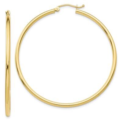 2mm Lightweight Tube Hoop Earrings 10k Gold Polished 10T921L, MPN: 10T921L, 191101566141