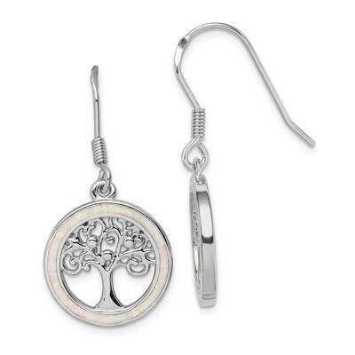 Created Opal Circle with Tree Dangle Earrings Sterling Silver Rhodium-plated QE14295, MPN: QE14295,…