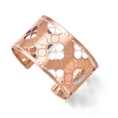 Sterling Silver and Rose Gold-plated Diamond-cut Cuff Bangle F525