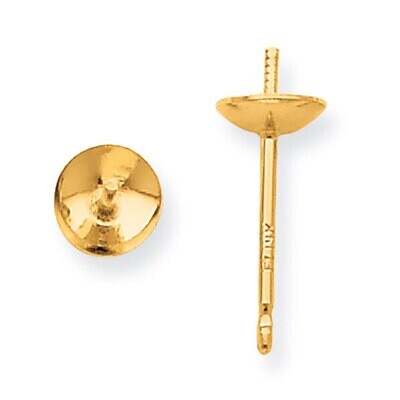 5mm Pearl Cup Earring .030 Post 14k Yellow Gold YG2656, MPN: YG2656,