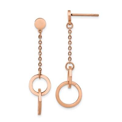 Rose Ip-Plated Post Dangle Earrings Stainless Steel Polished SRE1341, MPN: SRE1341, 191101867071