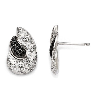 Post Earrings Sterling Silver &amp; Cubic Zirconia Polished QMP1238, MPN: QMP1238, 883957051482