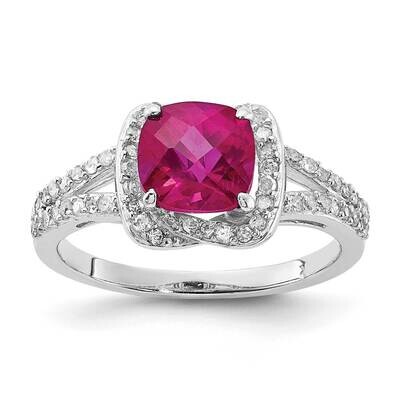 Sterling Silver Created Ruby and Diamond Ring RLS6489/CRRU-SSBS45