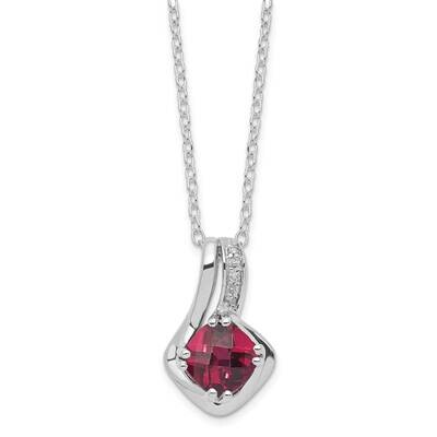 Sterling Silver Rhodolite Garnet and Diamond Necklace PXS2890/RHGA-SSAS45