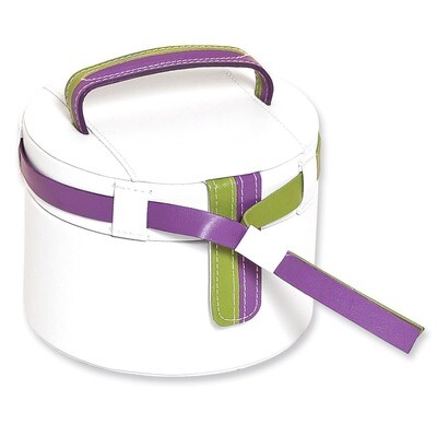 White With Green Purple Trim Jewelry Case GP9437