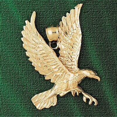 Dazzlers Jewelry Flying Eagle Pendant Necklace Charm Bracelet in Yellow, White or Rose Gold 2776, M…