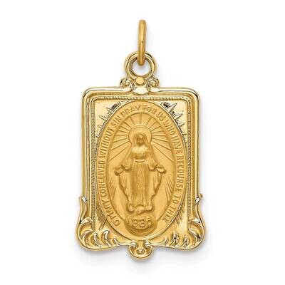 Rectangular Miraculous Medal 14k Gold Solid Polished Satin XR1768, MPN: XR1768, 883957957760