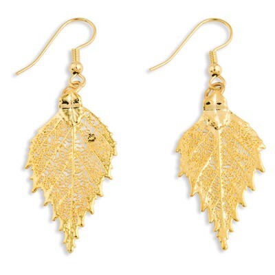 Birch Leaf Earrings 24k Gold Dipped BF1367, MPN: BF1367, 810391012007