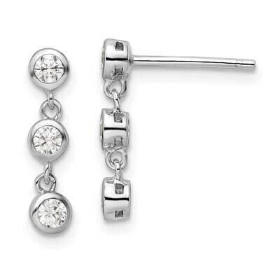 CZ Diamond Dangle Post Earrings Sterling Silver Rhodium-Plated QE16231, MPN: QE16231, 196904149904