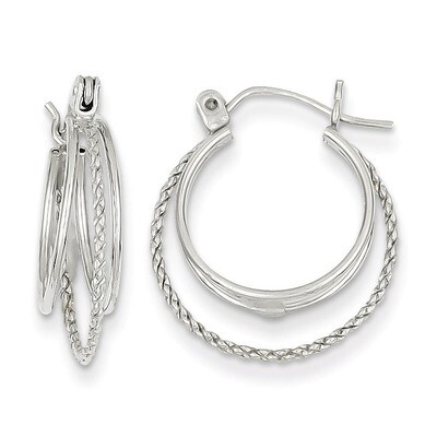 Polished and Textured Circle Hoop Earrings 14k White Gold TL721, MPN: TL721, 886774960753
