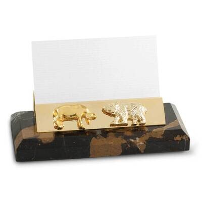Stock Market Tiger Eye Marble Gold-plated Business Card Holder GM21427, MPN: GM21427, 797140360148