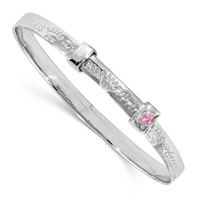 Childrens CZ Diamond Princess Expandable Bangle Sterling Silver Rhodium QB1200, MPN: QB1200, 191101…