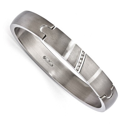 Edward Mirell Titanium &amp; Sterling Silver .10 ct. Diamond Bangle EMB148-7.5 by Edward Mirell, MPN: E…
