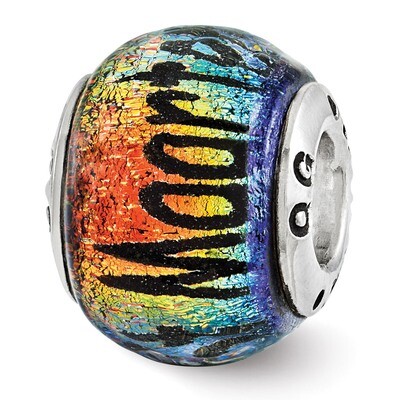 Saint Maarten Orange Dichroic Glass Bead - Sterling Silver QRS3119, MPN: QRS3119, 886774967936